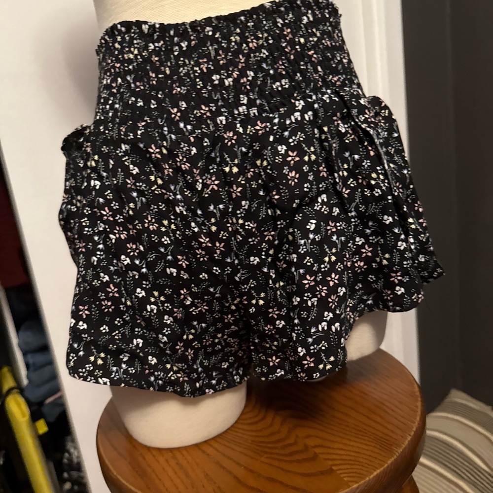 Garage Black Floral High Waist Shorts
